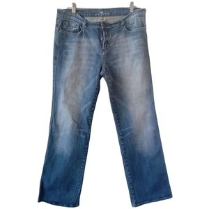 7 For All Mankind Women's A Pocket Bootcut Denim Jeans Size 34 Embroidered Blue